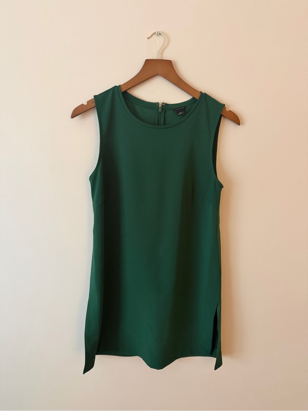 Ann Taylor Sleeveless Emerald Green Shift Tunic Blouse Medium Like New